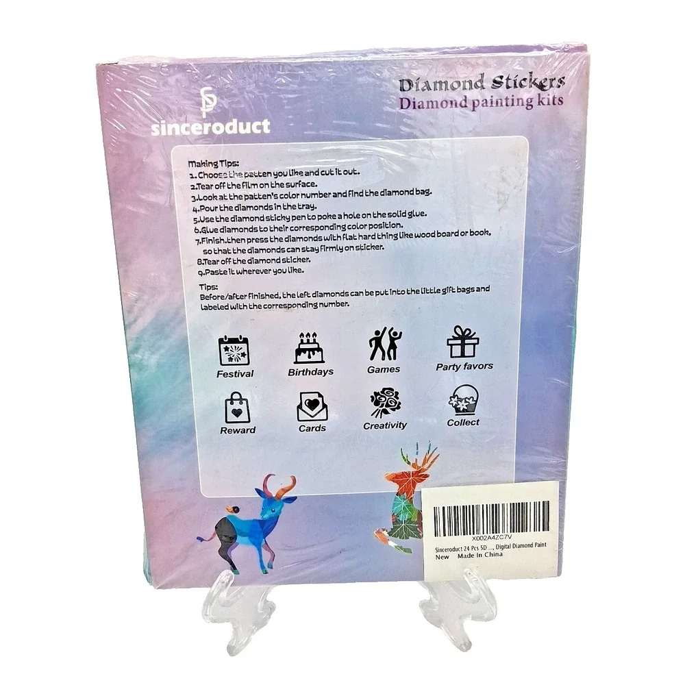 24Pcs 5D Diamond Art Stickers for Kids - Safe and Colorful Crafts Sinceroduct
